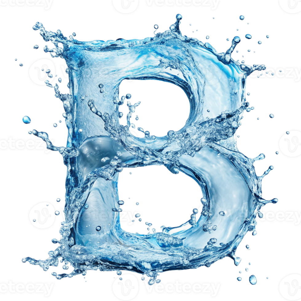 Letters of the alphabet with water splashes of b png