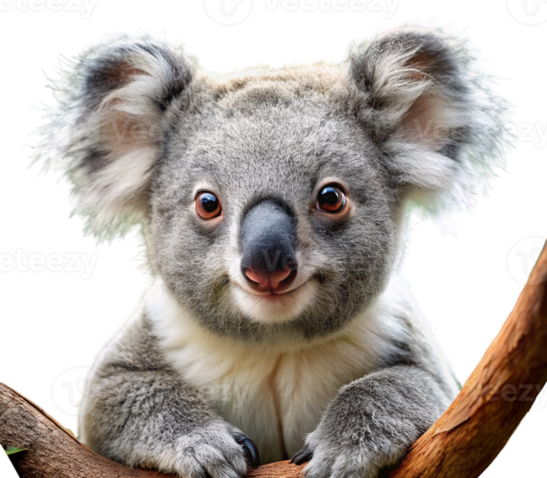Cute cartoon baby koala smiling and posing png