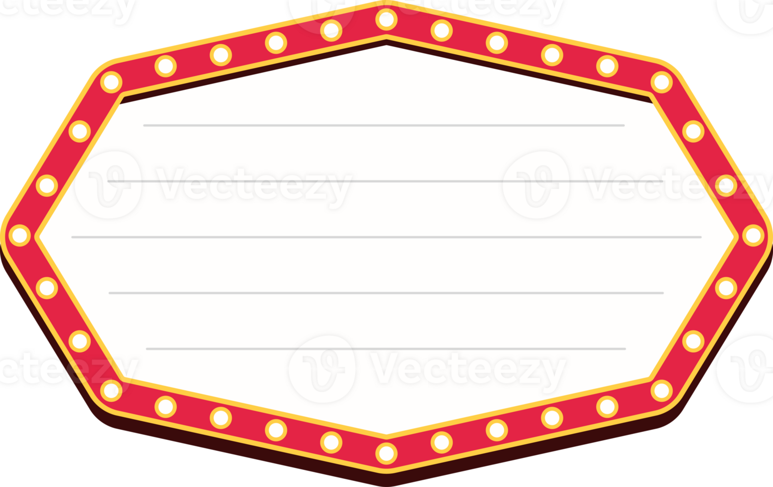 Retro lightbox billboard template, Octagon banner advertising, Movie theater light frames. png