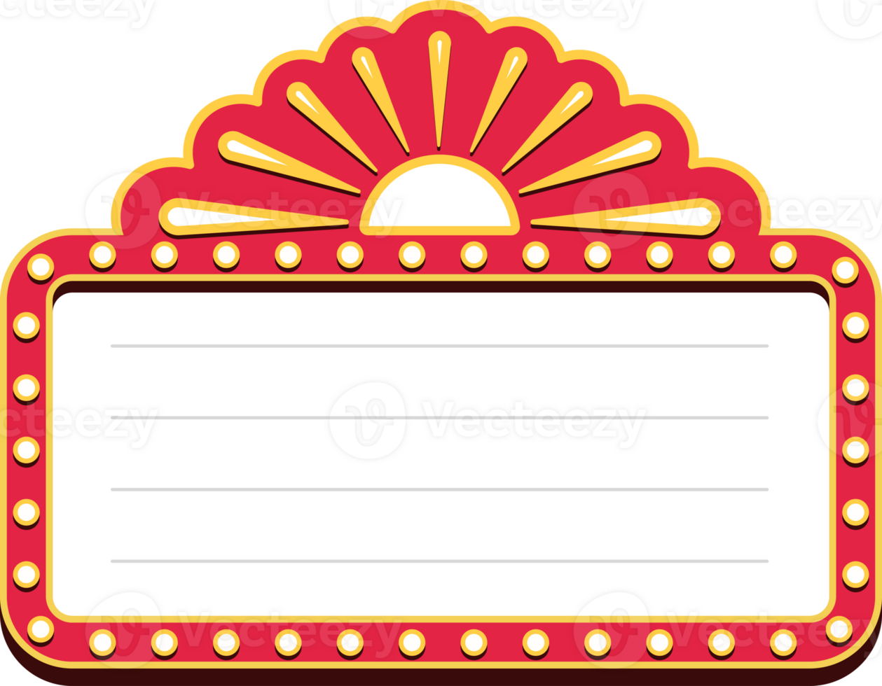 Retro lightbox billboard template, banner advertising, Movie theater light frames. png