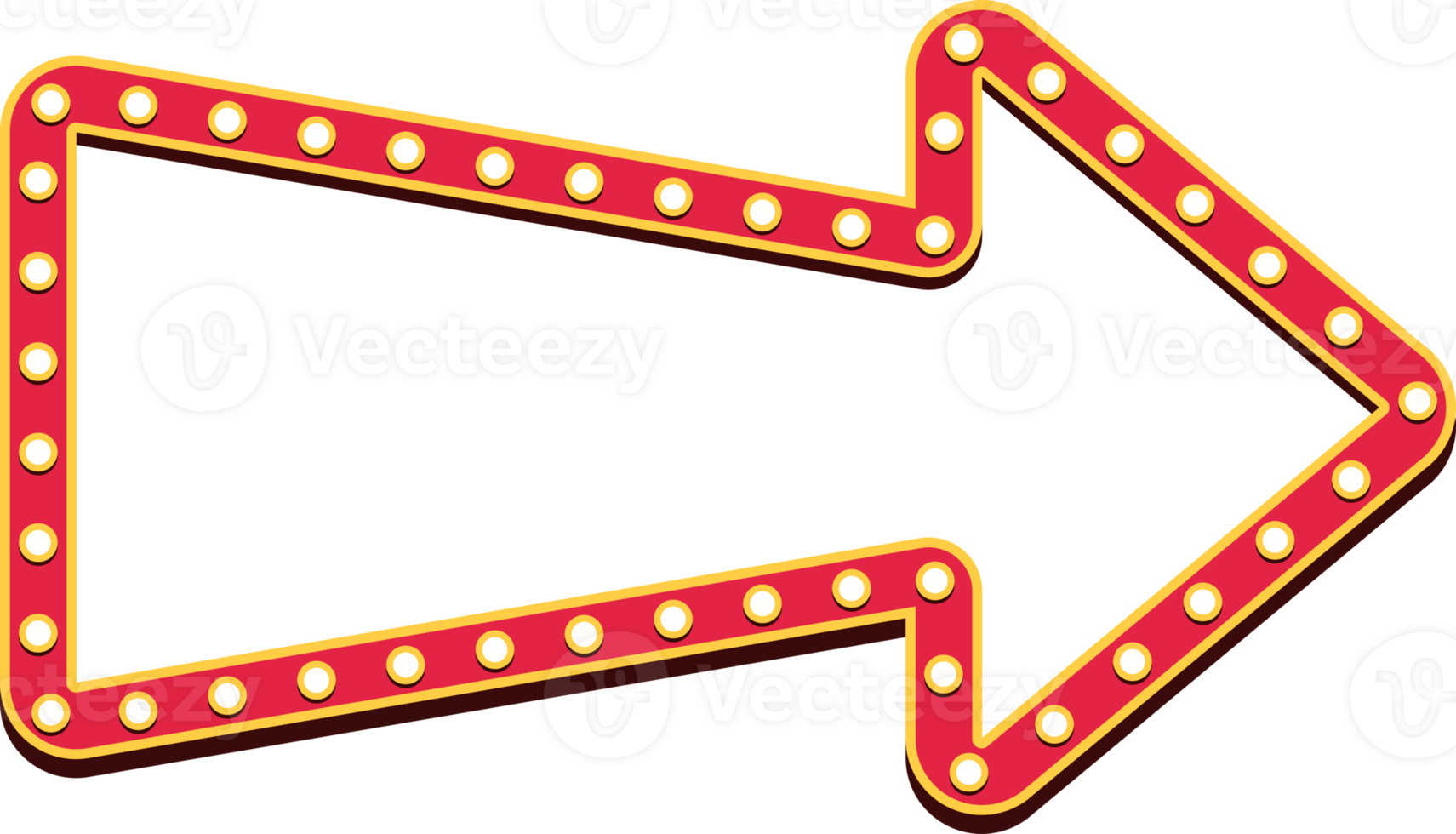 Retro lightbox billboard template, Arrow banner advertising. Movie theater light frames. png