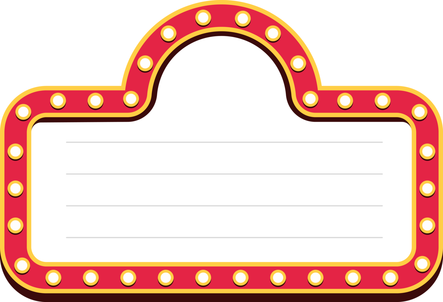 Retro lightbox billboard template, banner advertising, Movie theater light frames. png