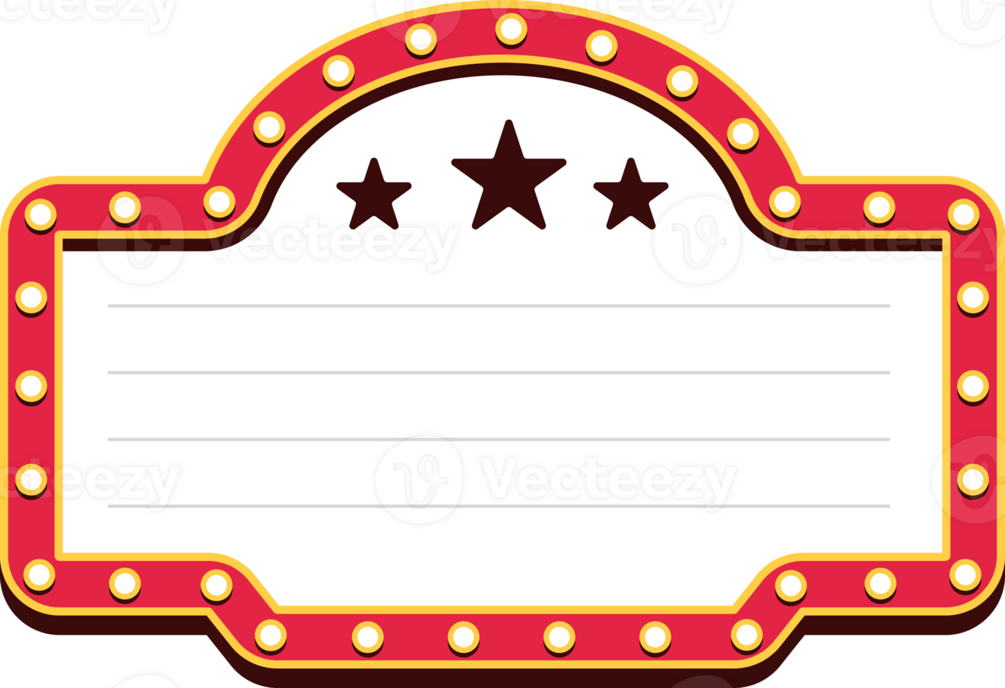 Retro lightbox billboard template, banner advertising, Movie theater light frames. png