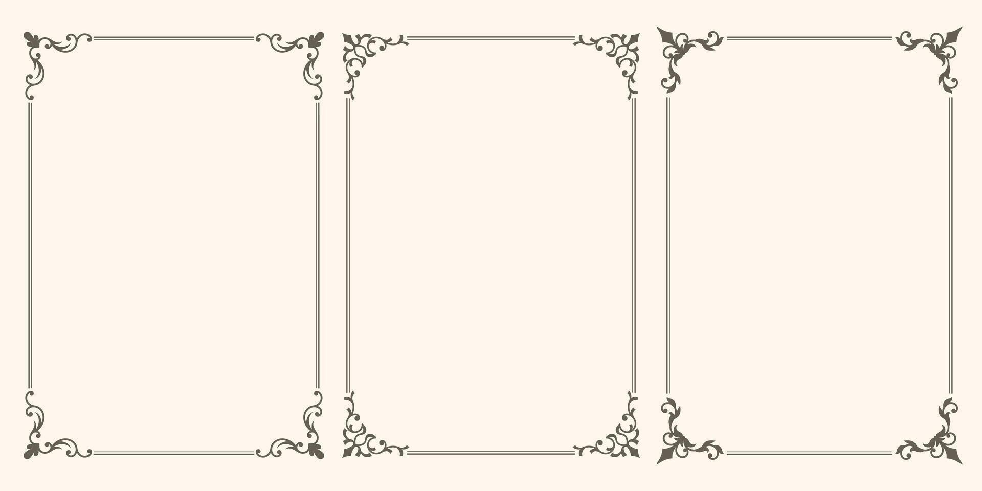 Collection of luxury frames, borders and corners with ornate swirls. vector