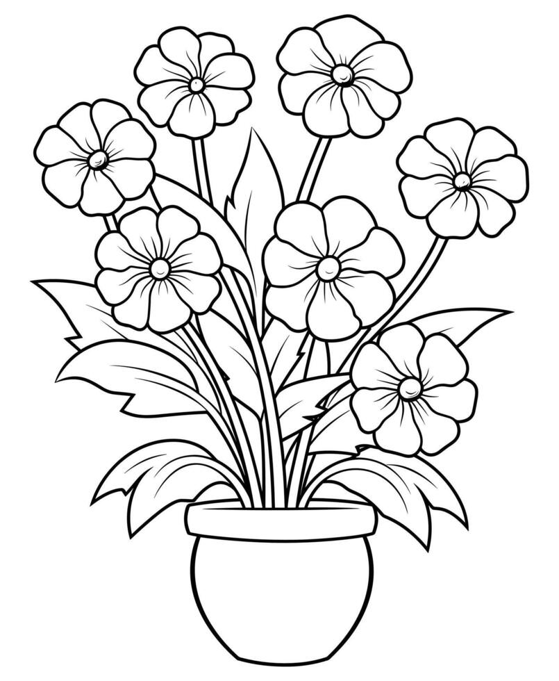 large flower coloring pages 46842345 Vector Art at Vecteezy