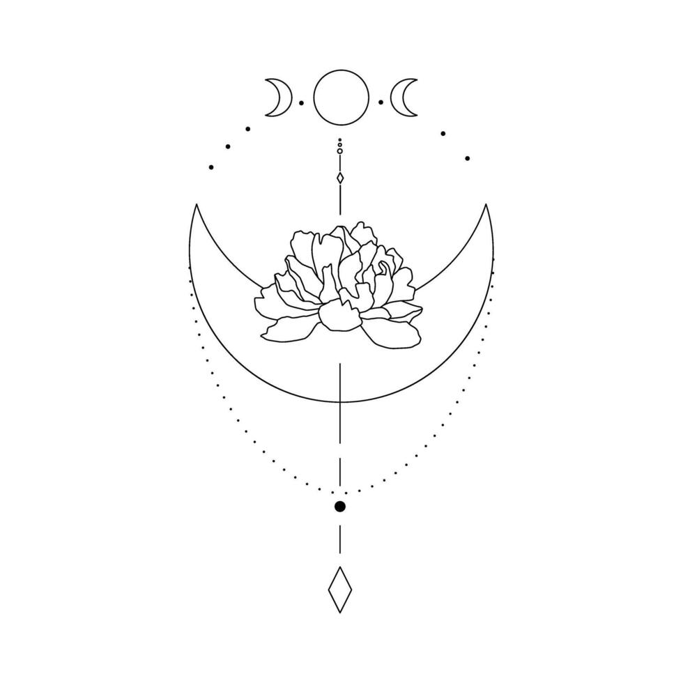 Logo in boho style. Mystical illustrations. Celestial elements for design. Line style logos vector