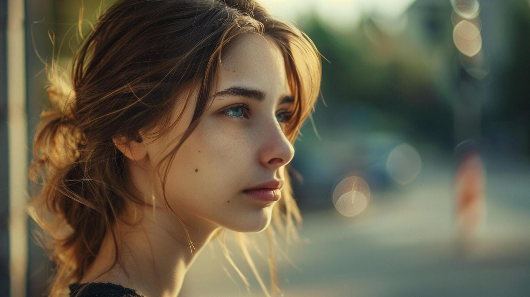 young woman looking away beauty and elegance photo