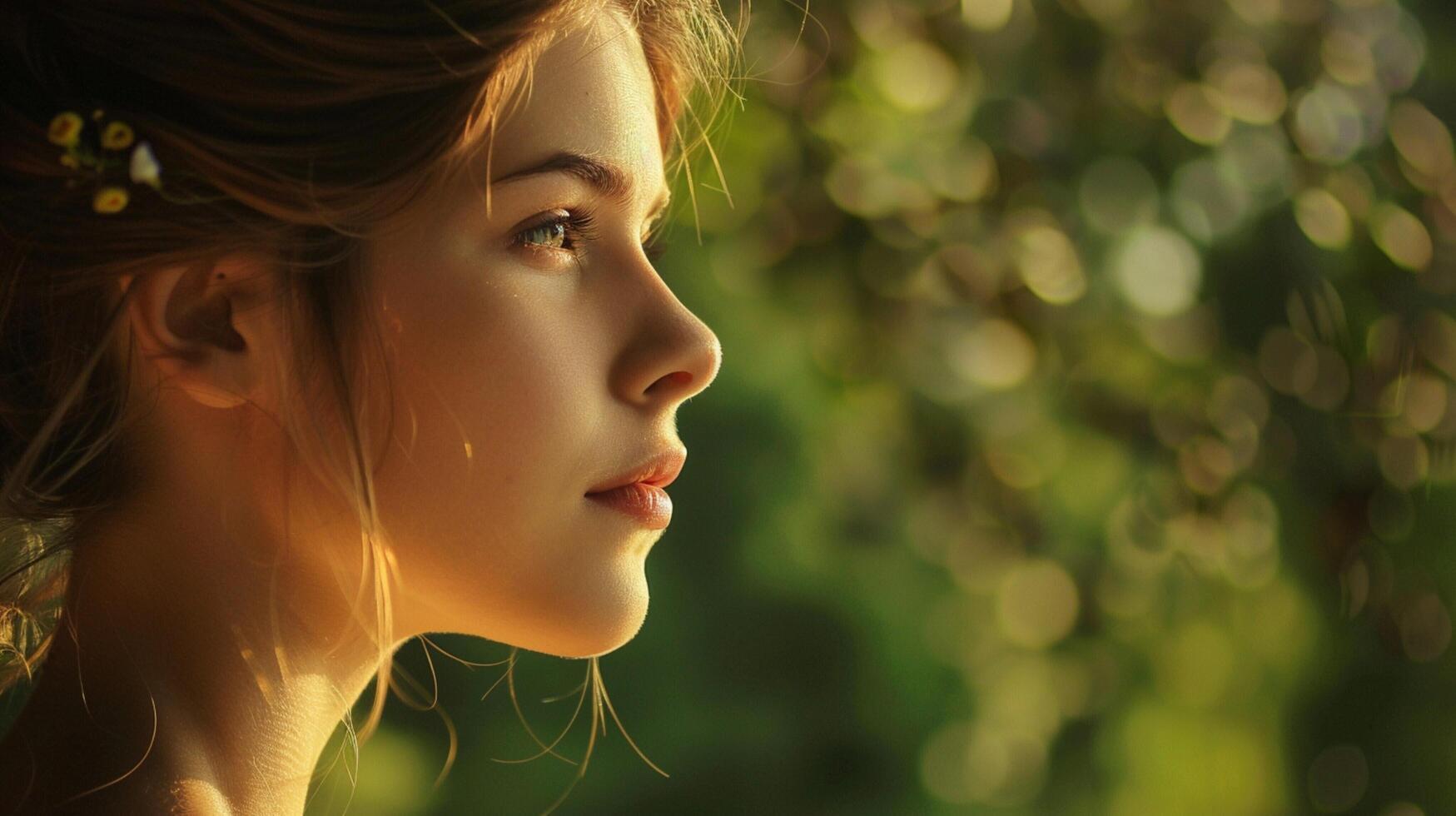 young woman looking away beauty and elegance photo
