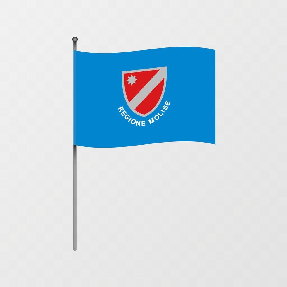 Molise region flag on flagpole. illustration. vector