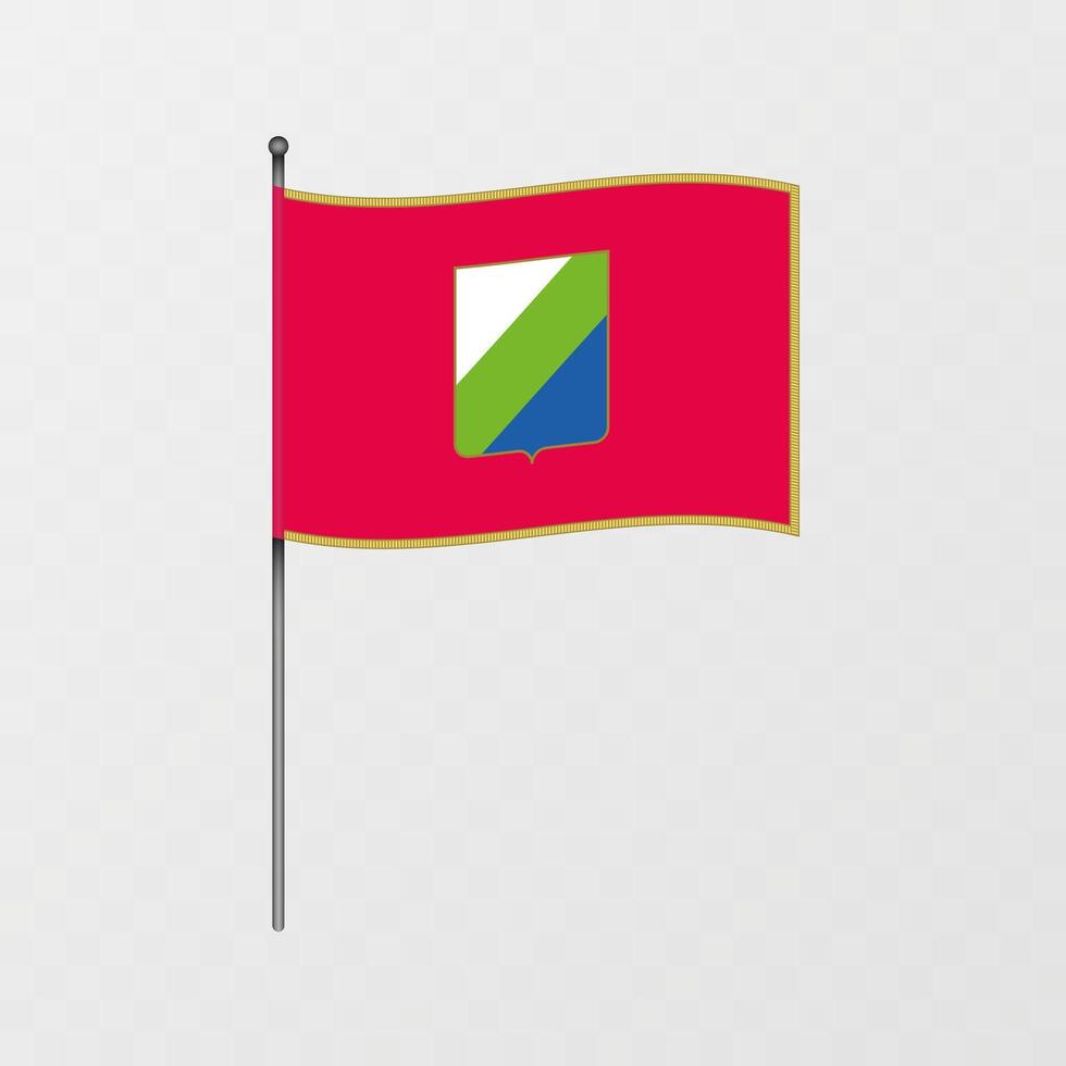 Abruzzo region flag on flagpole. illustration. vector