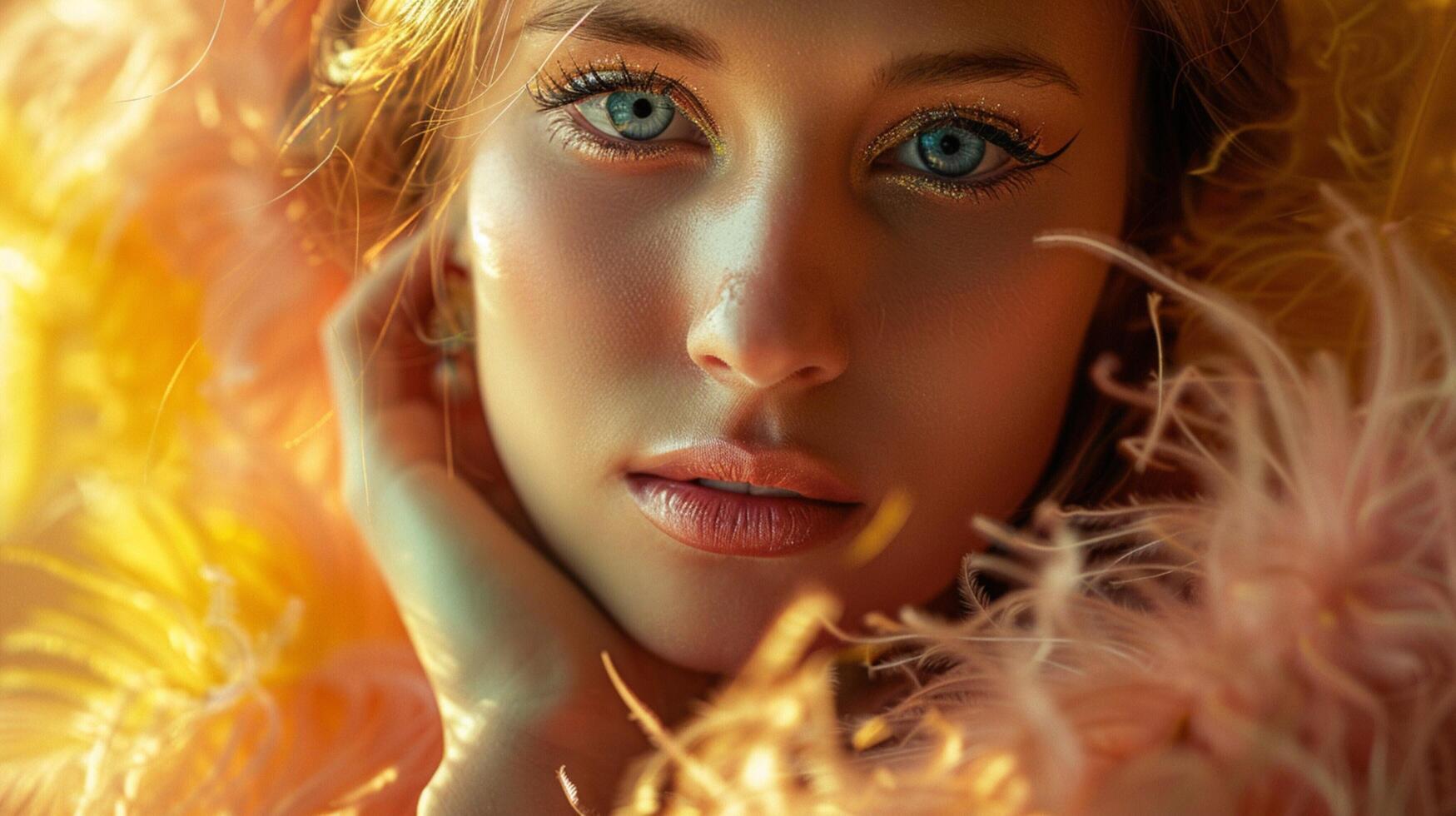 young woman exudes elegance and sensuality photo