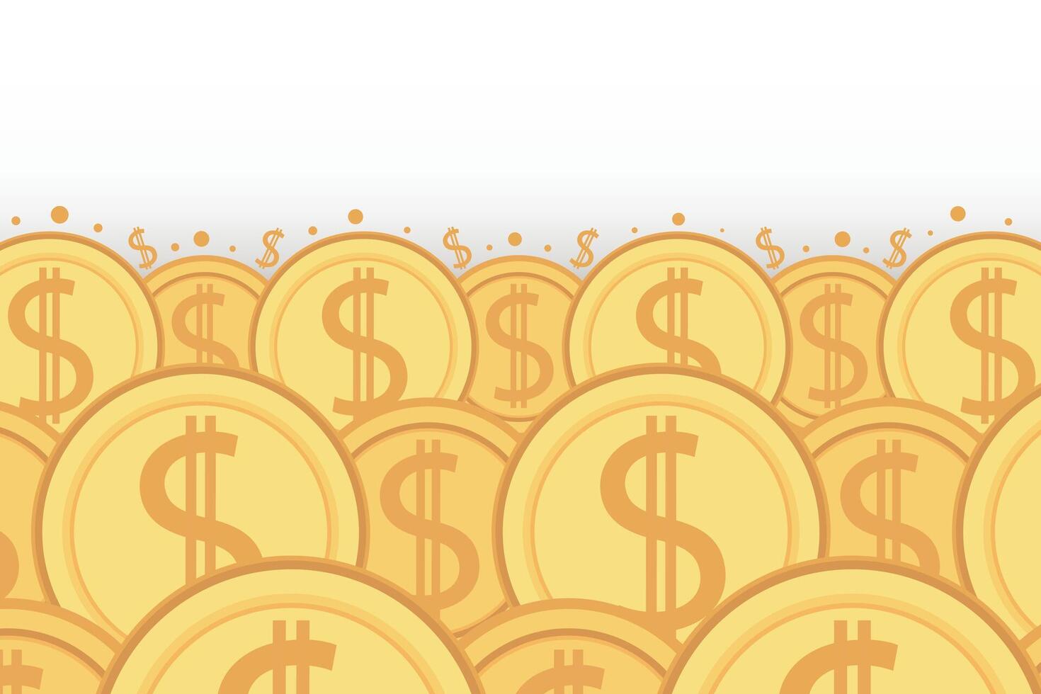Frame of gold coins dollar cents. Realistic money seamless border coin gold vector