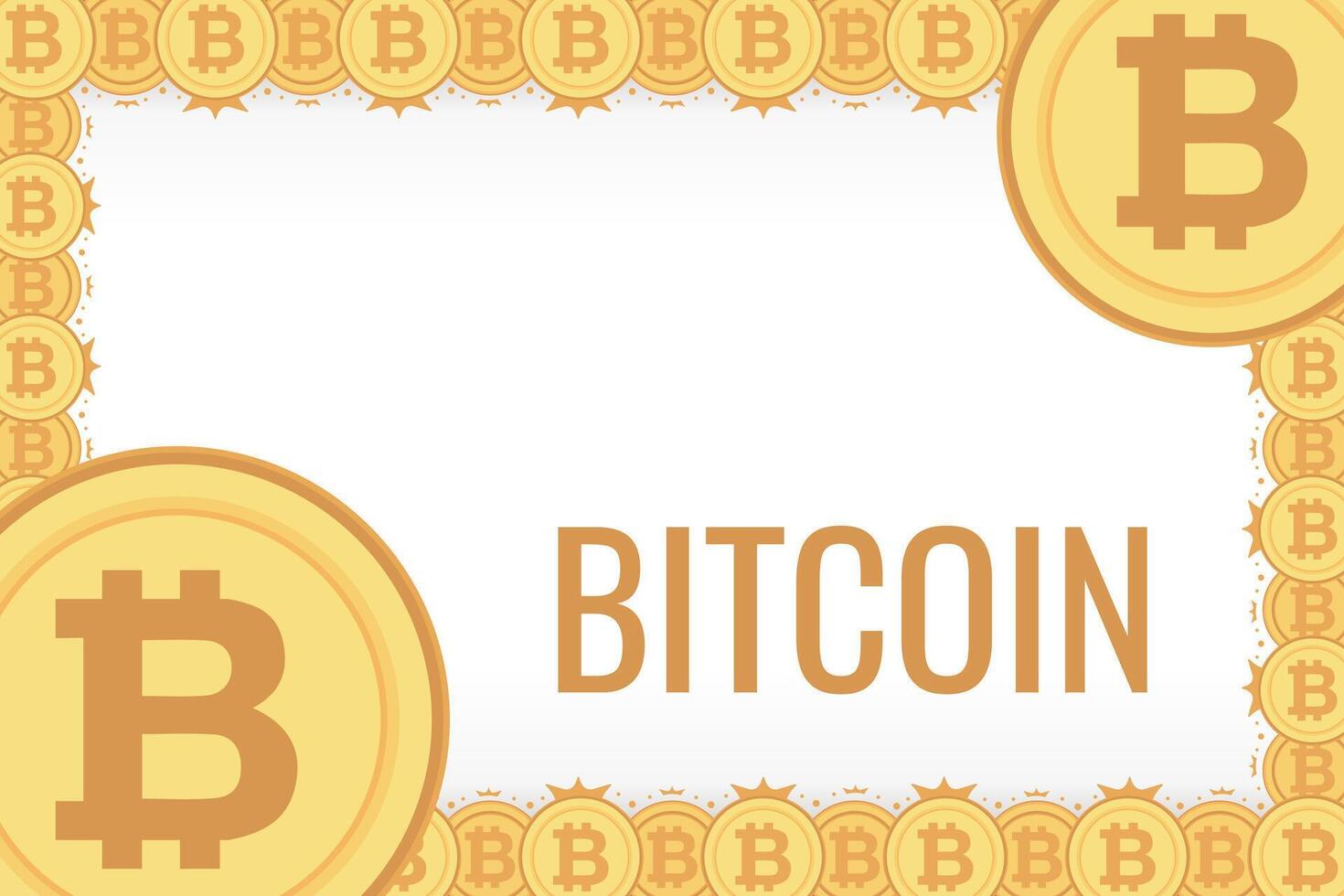 Bitcoin frame. Golden cryptocurrency bit coin. Electronic money symbol. Blockchain bitcoin border. vector