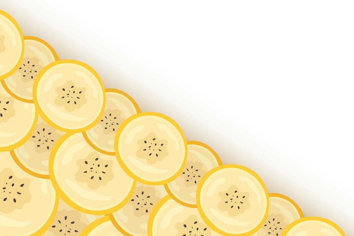 Pieces of banana slice snack. Topical resh banana slice cut fruit. National Banana Day vector