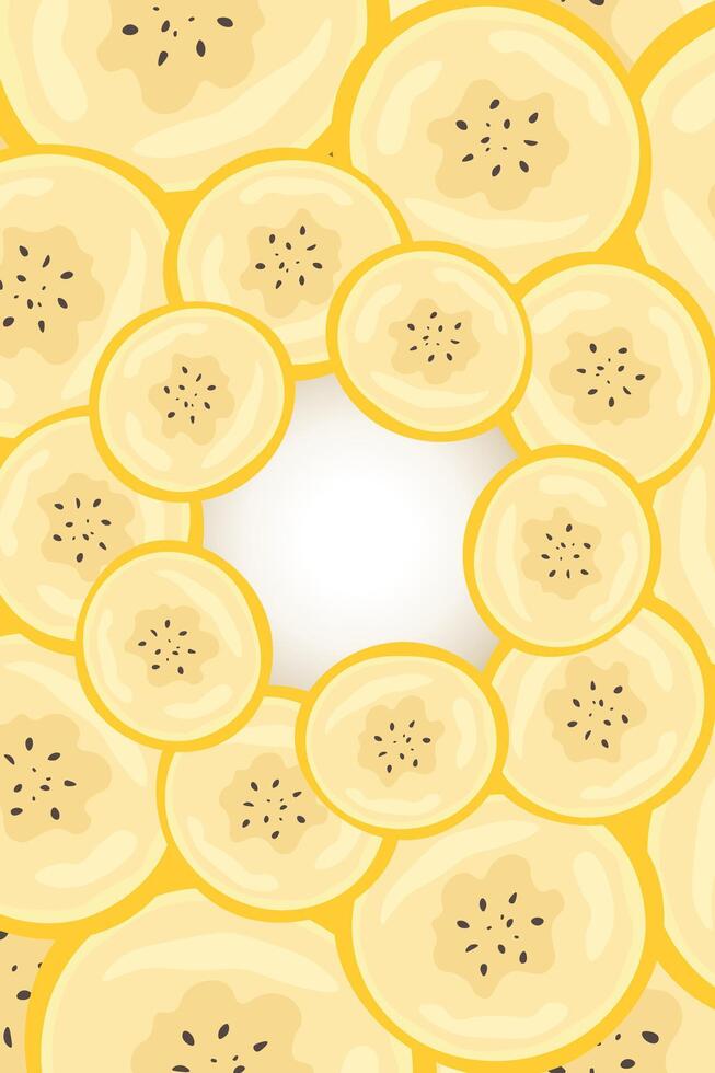 Pieces of banana slice snack. Topical resh banana slice cut fruit. National Banana Day vector