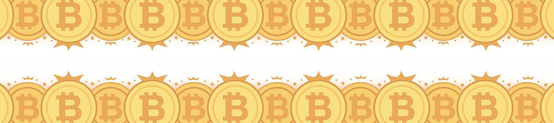 Bitcoin frame. Golden cryptocurrency bit coin. Electronic money symbol. Blockchain bitcoin border. vector