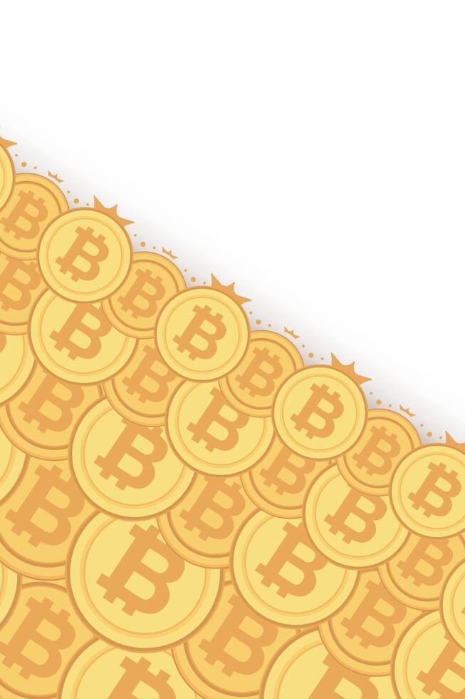 Bitcoin frame. Golden cryptocurrency bit coin. Electronic money symbol. Blockchain bitcoin border. vector