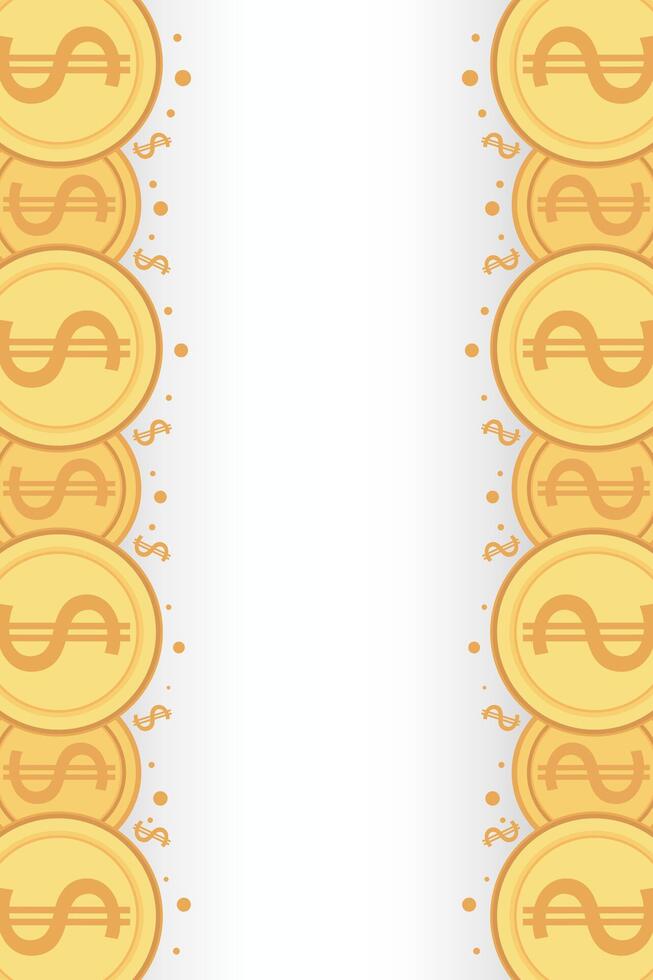 Frame of gold coins dollar cents. Realistic money seamless border coin gold vector