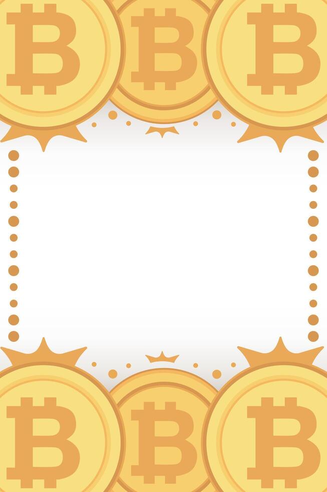 Bitcoin frame. Golden cryptocurrency bit coin. Electronic money symbol. Blockchain bitcoin border. vector