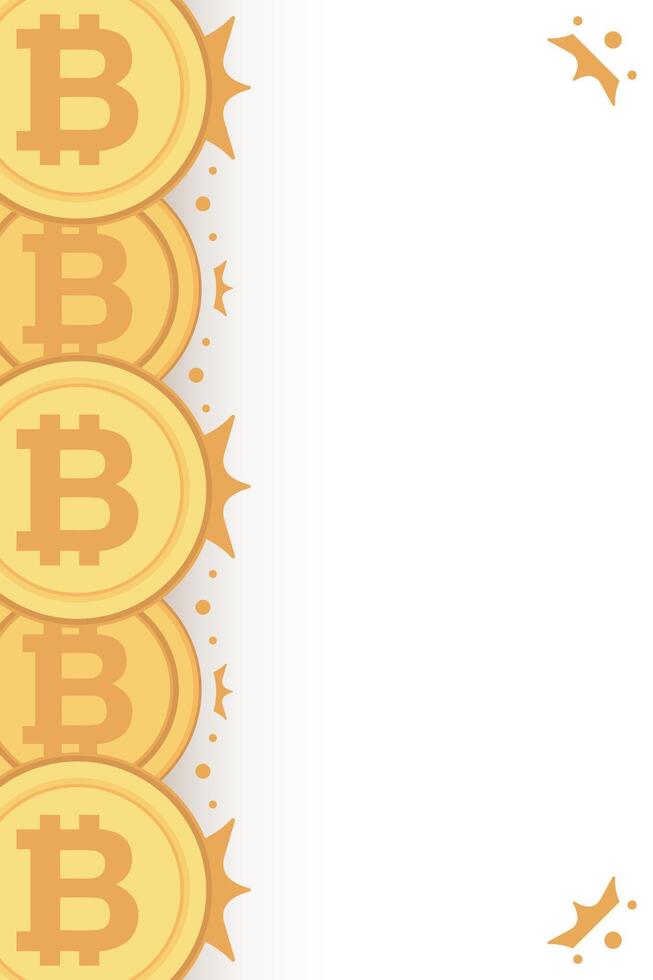 Bitcoin frame. Golden cryptocurrency bit coin. Electronic money symbol. Blockchain bitcoin border. vector