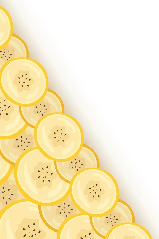 Pieces of banana slice snack. Topical resh banana slice cut fruit. National Banana Day vector