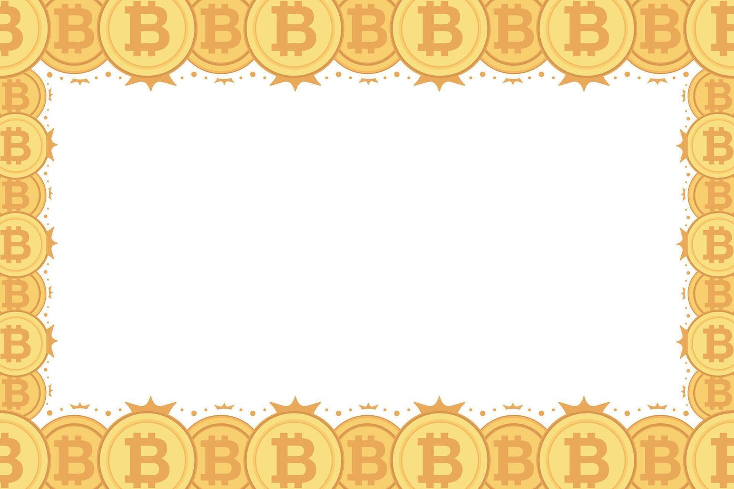Bitcoin frame. Golden cryptocurrency bit coin. Electronic money symbol. Blockchain bitcoin border. vector