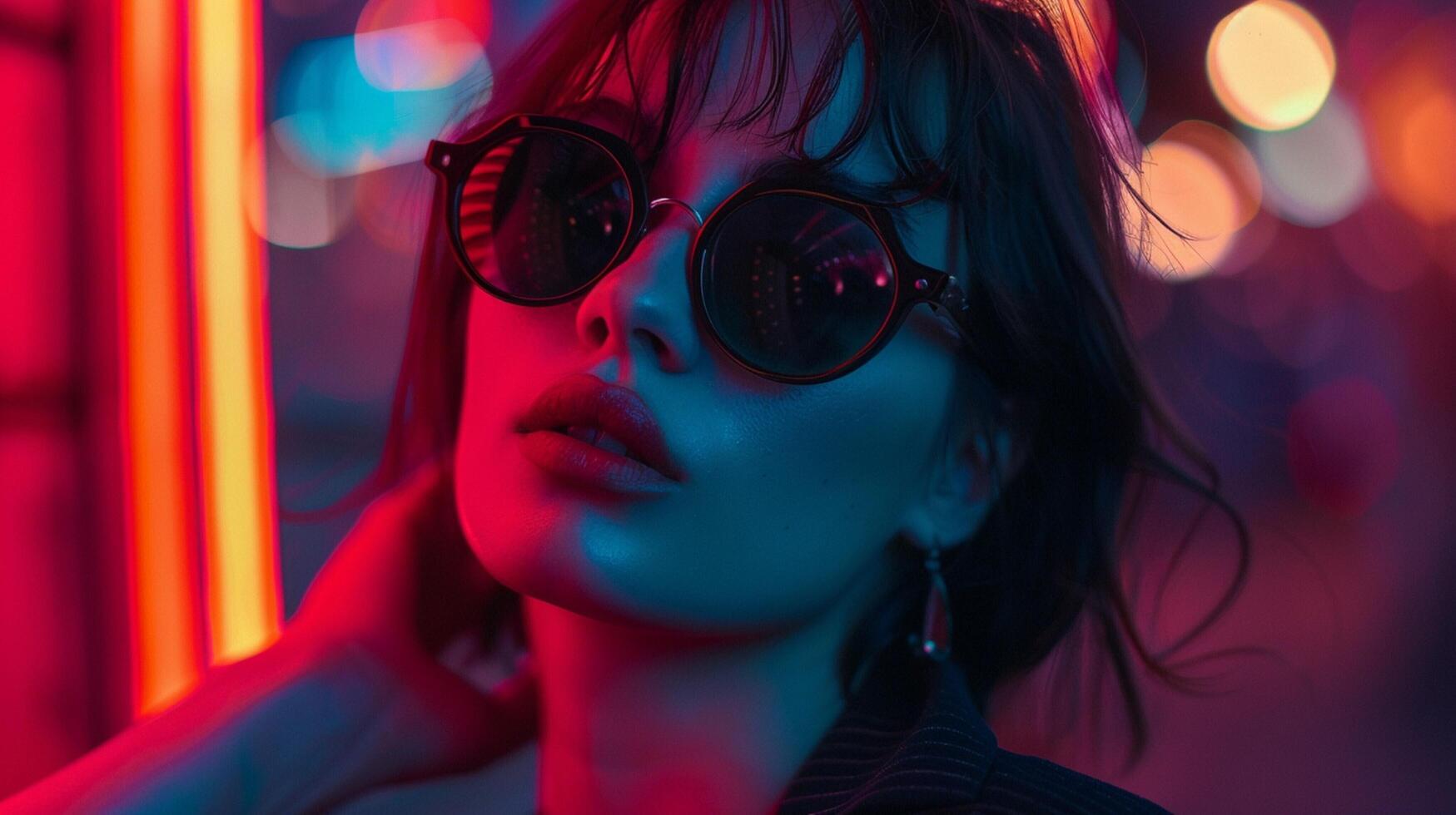 young woman in sunglasses confident and fashionable photo