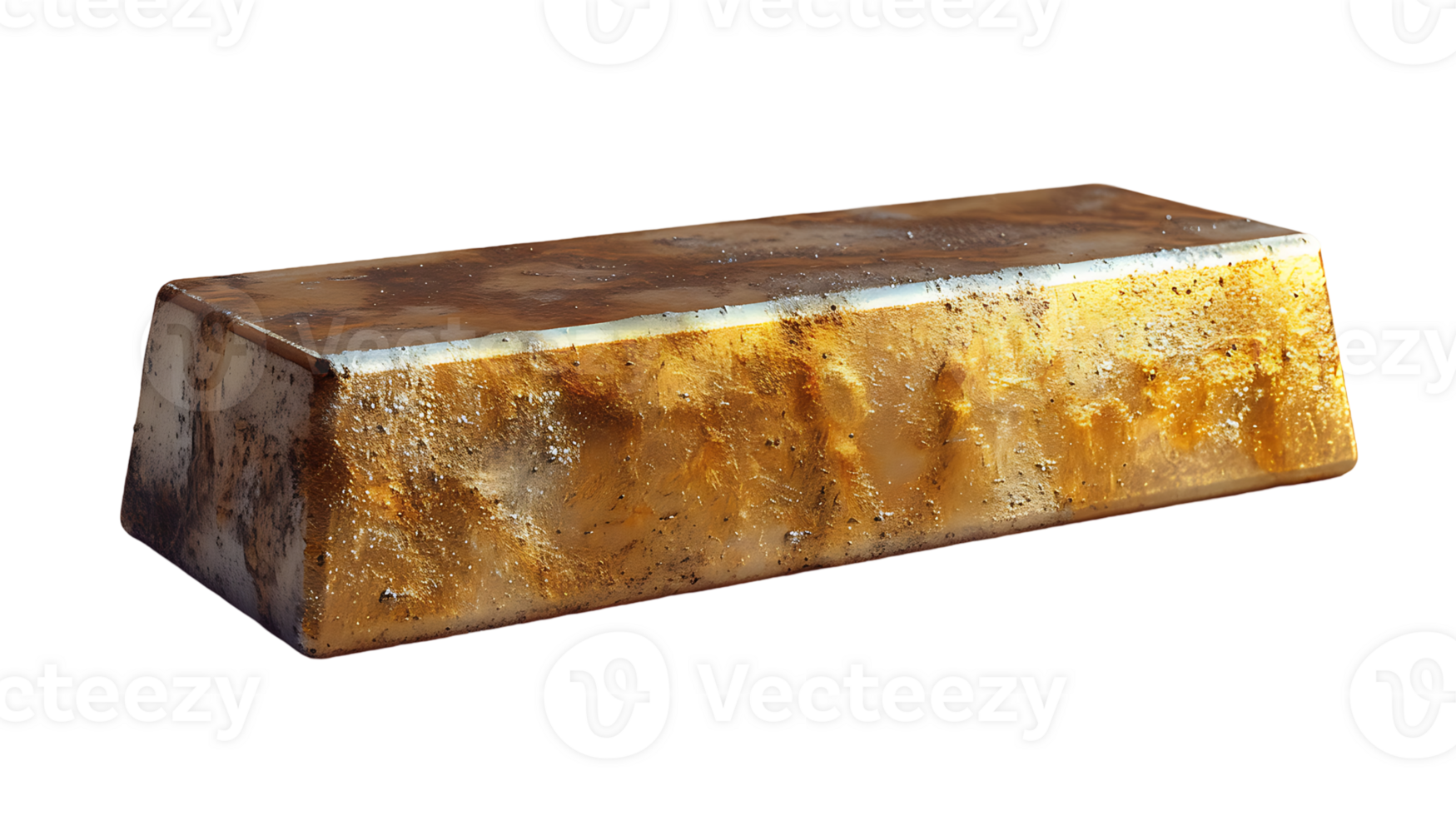 Gold ingot on a transparent background png