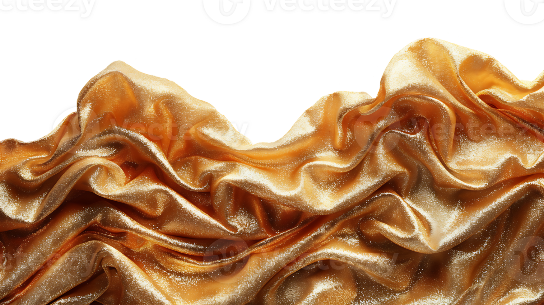 gold glitter wave silk fabric on a transparent background png
