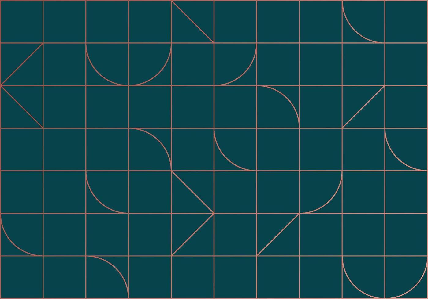 Linear art deco pattern drawing in linear style on green blue background vector