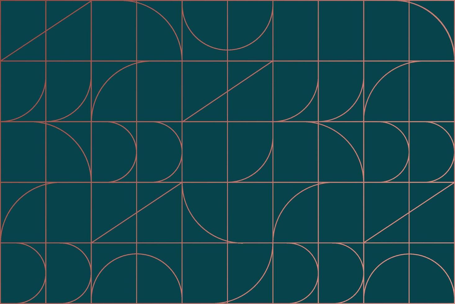 Art deco linear pattern drawing in linear style on green blue background vector
