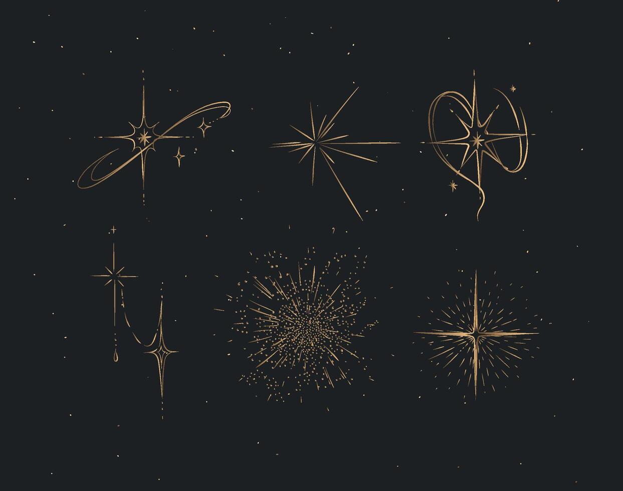 Different states of stars drawing in graphic style on brown background vector