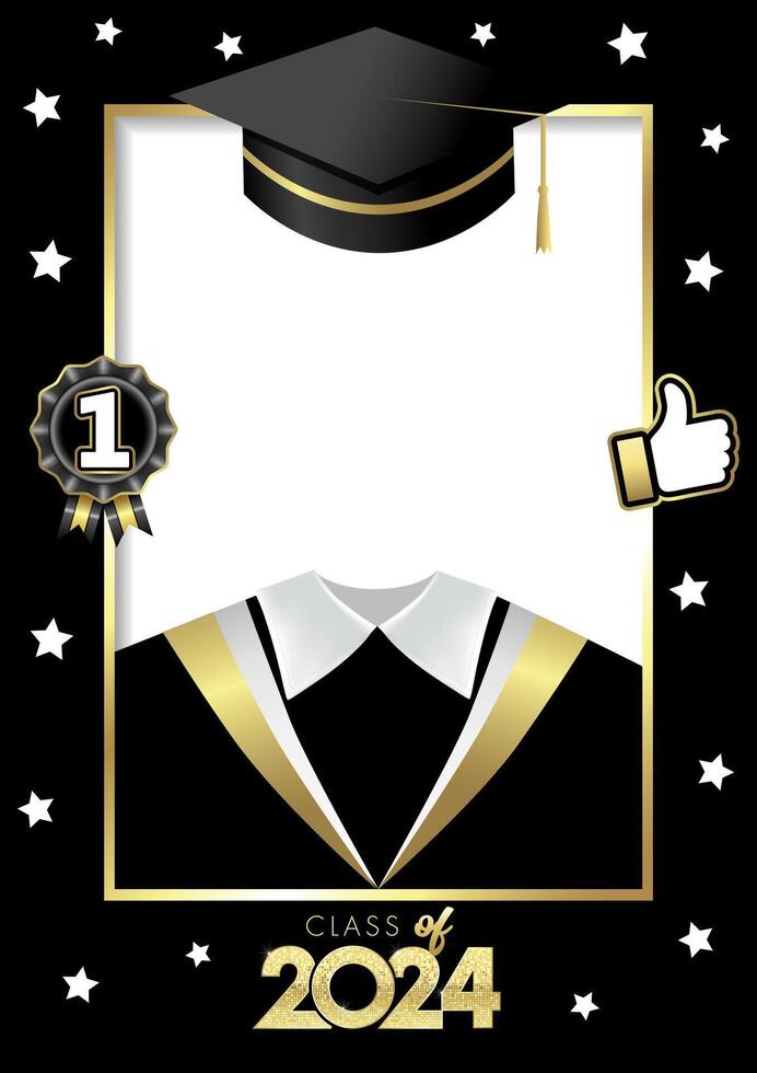 Class of 2024 photo frame creative template with copy space and 3D