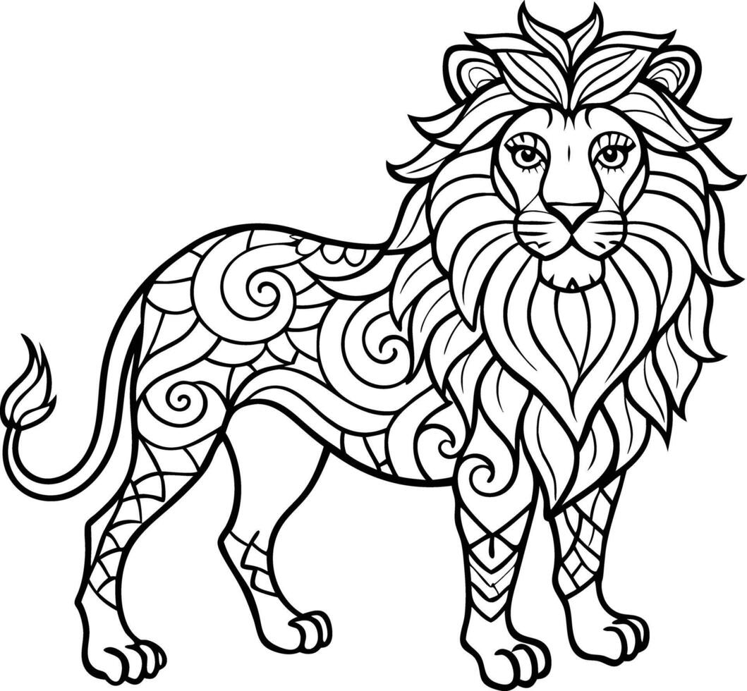 animal mandala coloring pages for stress relief vector