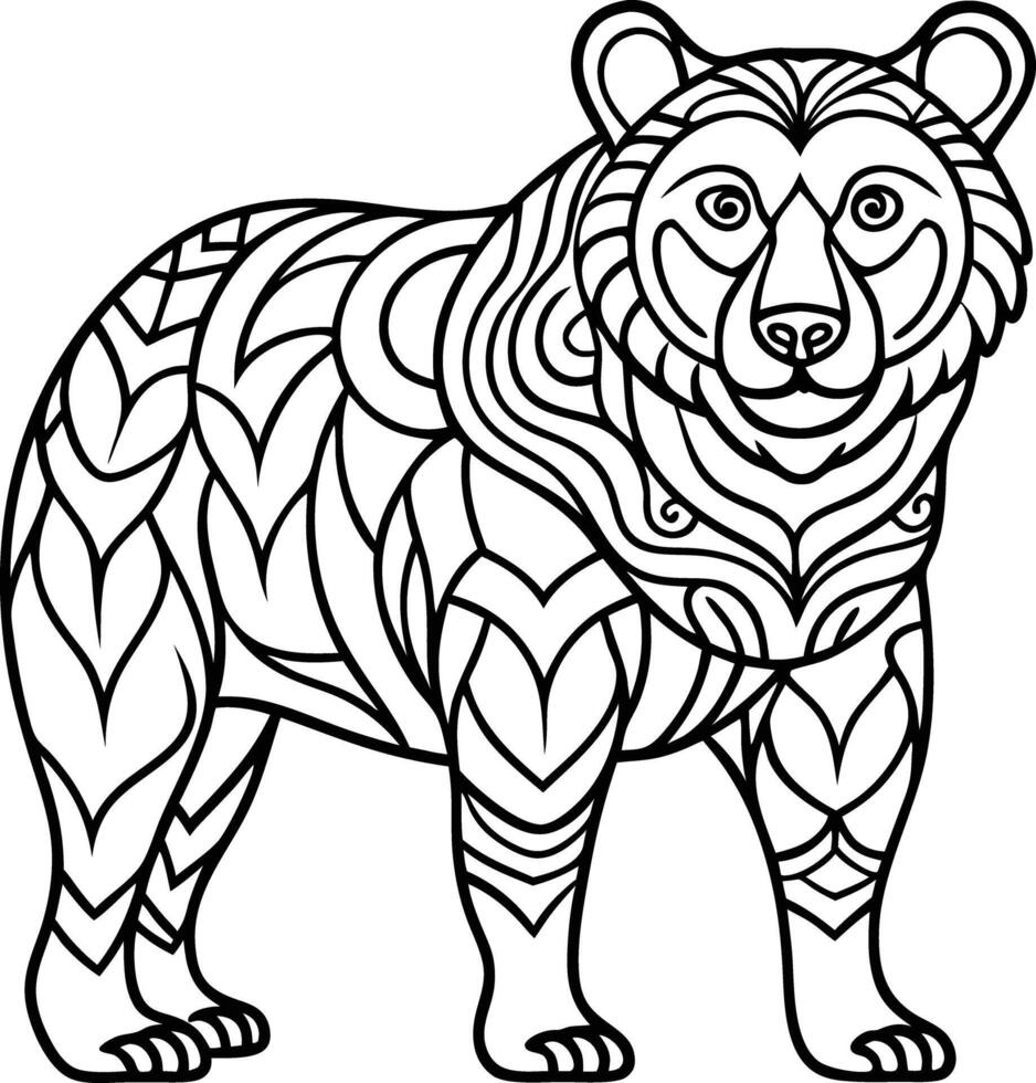 animal mandala coloring pages for stress relief vector