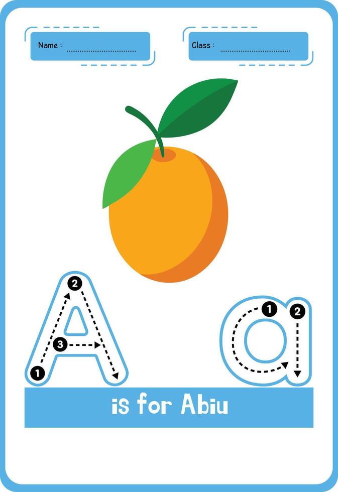 Handwriting pages for children. Worksheets for learning letters A with picture identification . Educational pages for preschool. Letter A vector