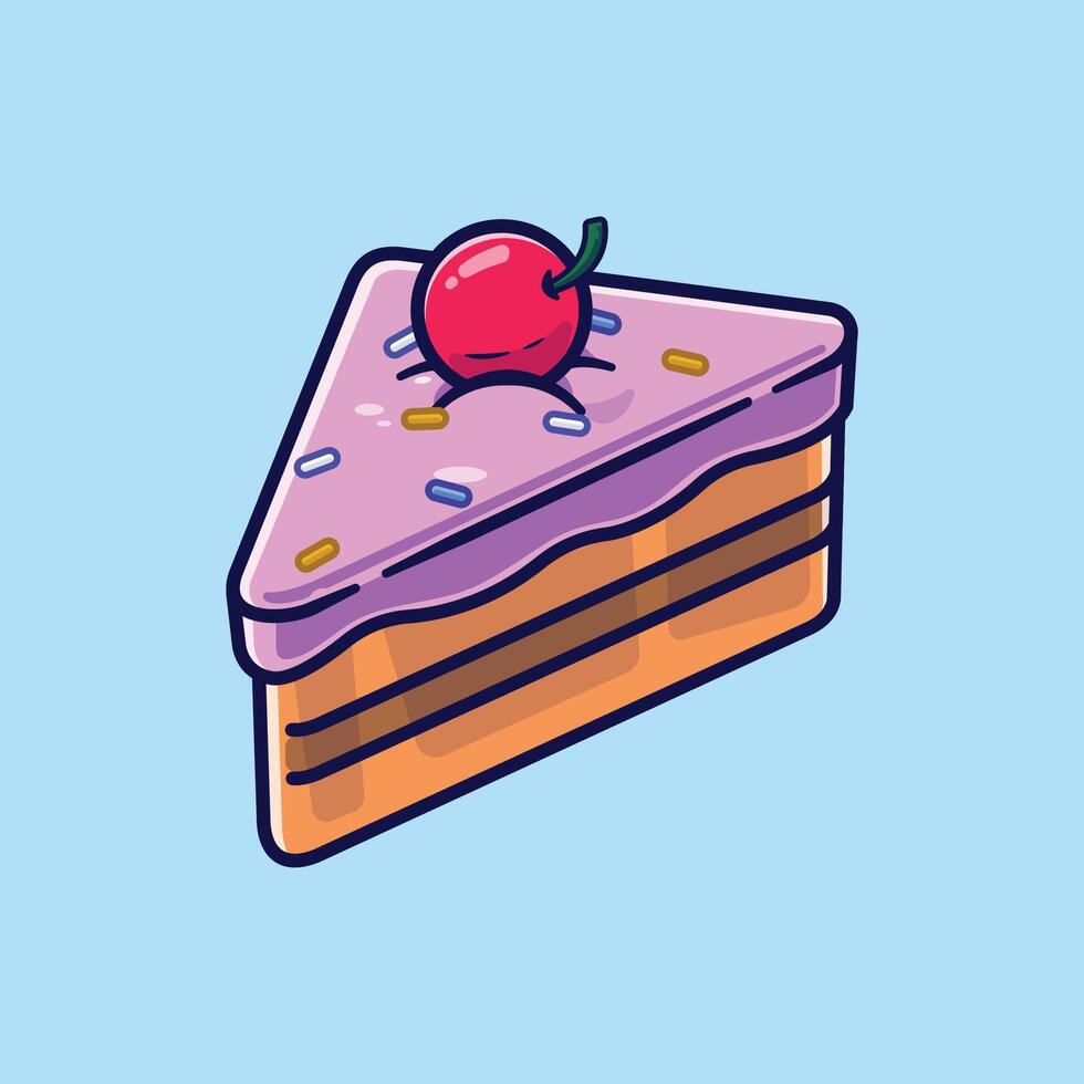 Cute Strawberry Sliced Cake Food and Beverages Illustration Theme. vector