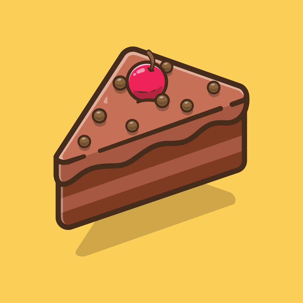 Slice of Chocolate Cake Food and Beverage Illustration Theme. vector
