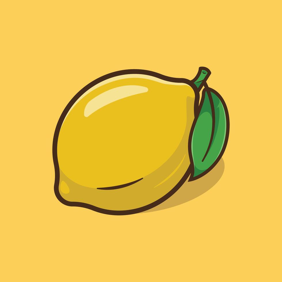 Fresh Lemon Citrus Fruit Family Rutaceae. Fruit Illustration Theme. vector