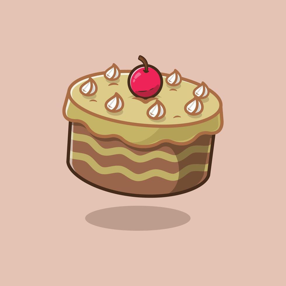 Chocolate and Vanilla Cake Cartoon . Food and Beverages Illustration Theme. vector