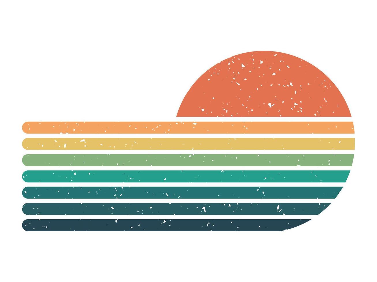 Distressed retro vintage sunset half circle stripes abstract design on white background. stripes retro sunset is for print on demand, t-shirt design, book cover vector