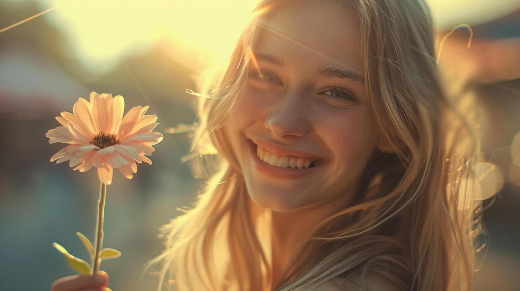 young woman with long blond hair smiling photo