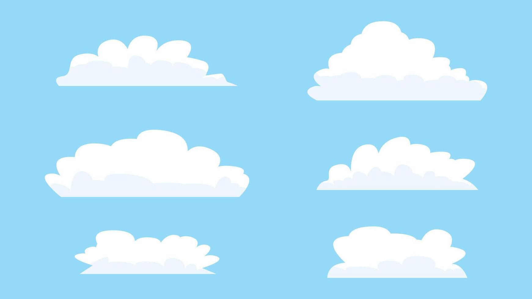 white cloud cartoon set isolated on blue background vector