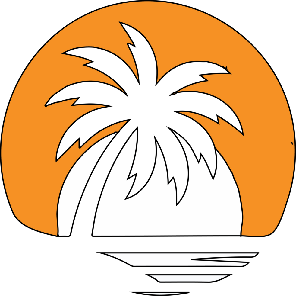 Minimalist Palm Tree on Sunset Beach png