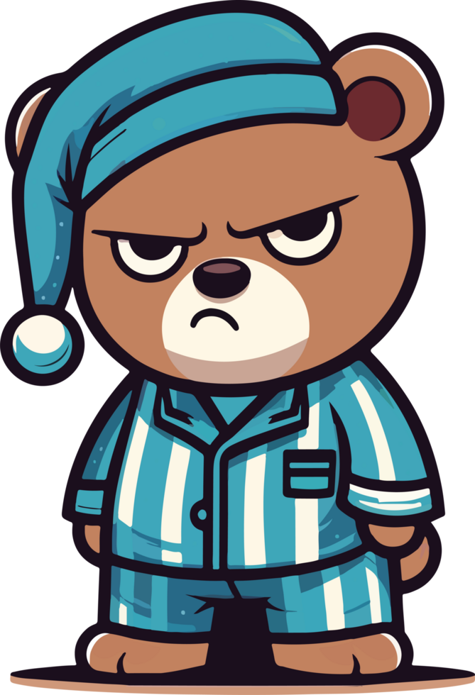 Grumpy Bear in Pajamas Illustration png
