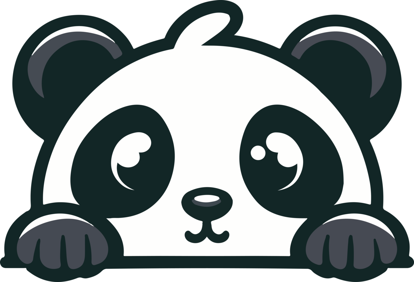 Curious panda peeks over a wall png