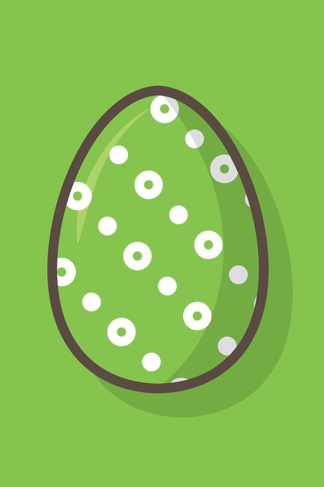 Illustration of a green easter egg with polka dots on a green background vector