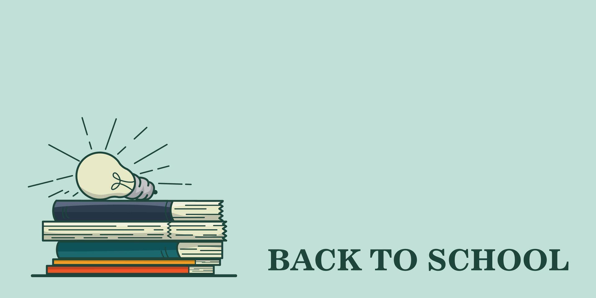 Back to school background illustration with pile of school books on the side vector