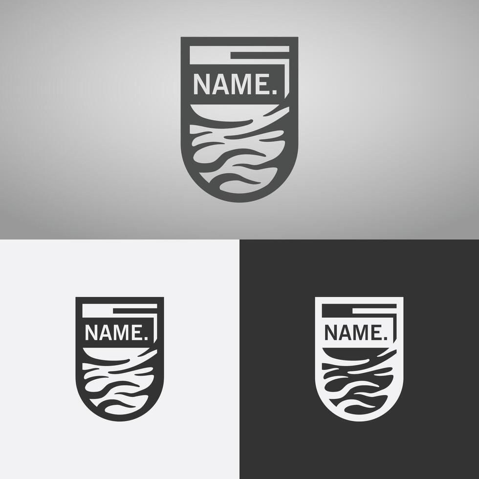 Logo design with shield and sea concept vector