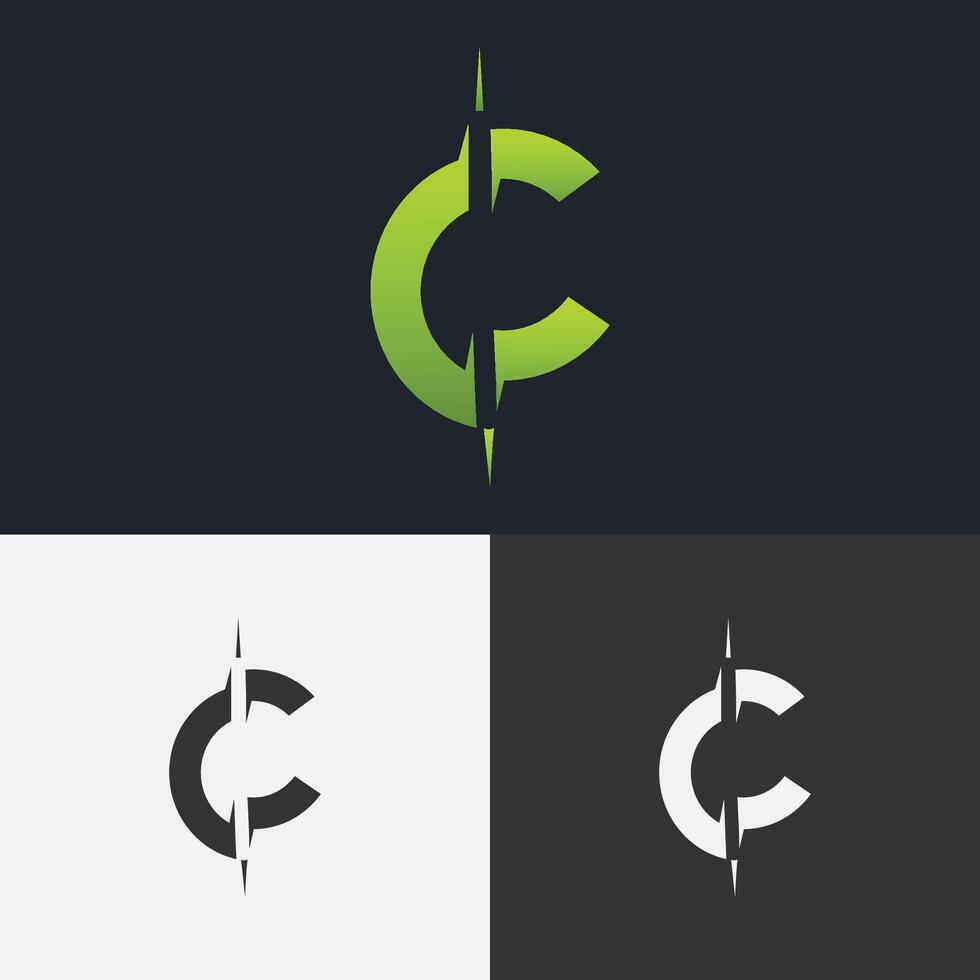 Letter C Concept Logo With truncated vector